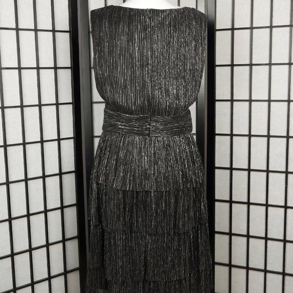 Women's Black & Silver Shimmery Sleeveless Dress - Size 12 - Picture 2 of 5